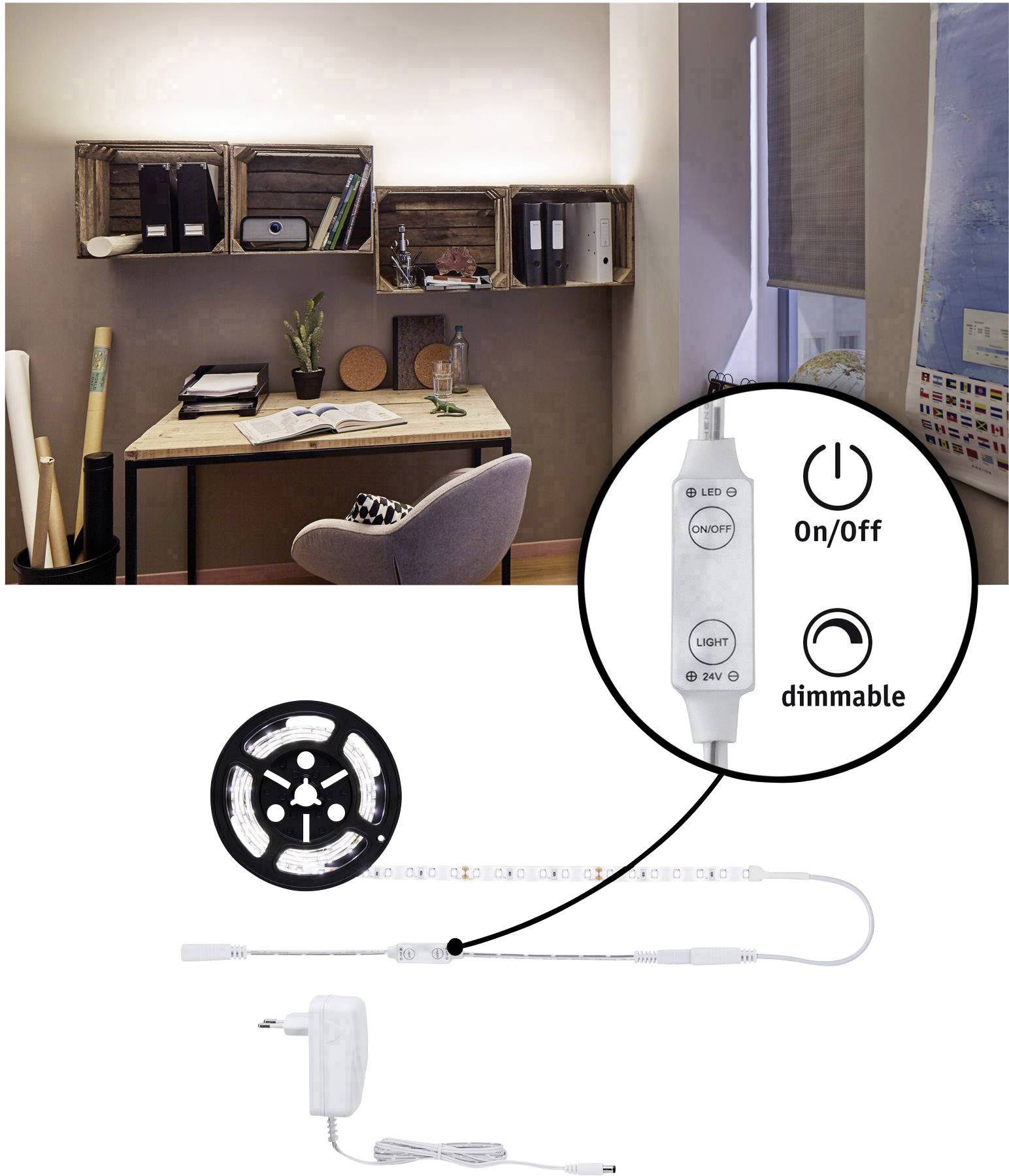 Paulmann SimpLED 78958 LED-Streifen-Komplettset mit Stecker 24V 1.5m Neutralweiß 1St.