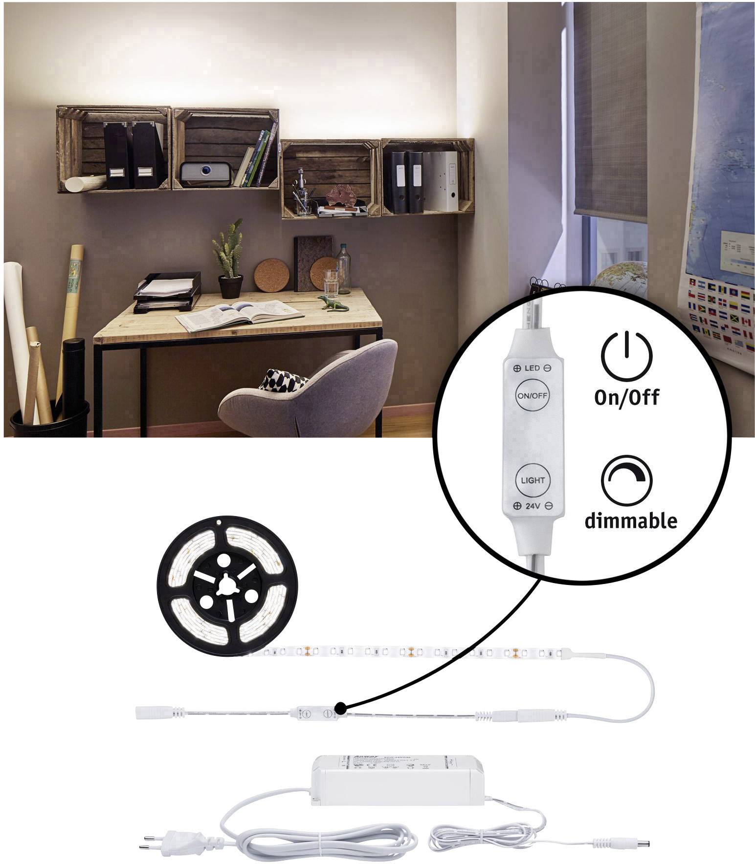 Paulmann SimpLED 78959 LED-Streifen-Komplettset mit Stecker 24V 3m Neutralweiß 1St.