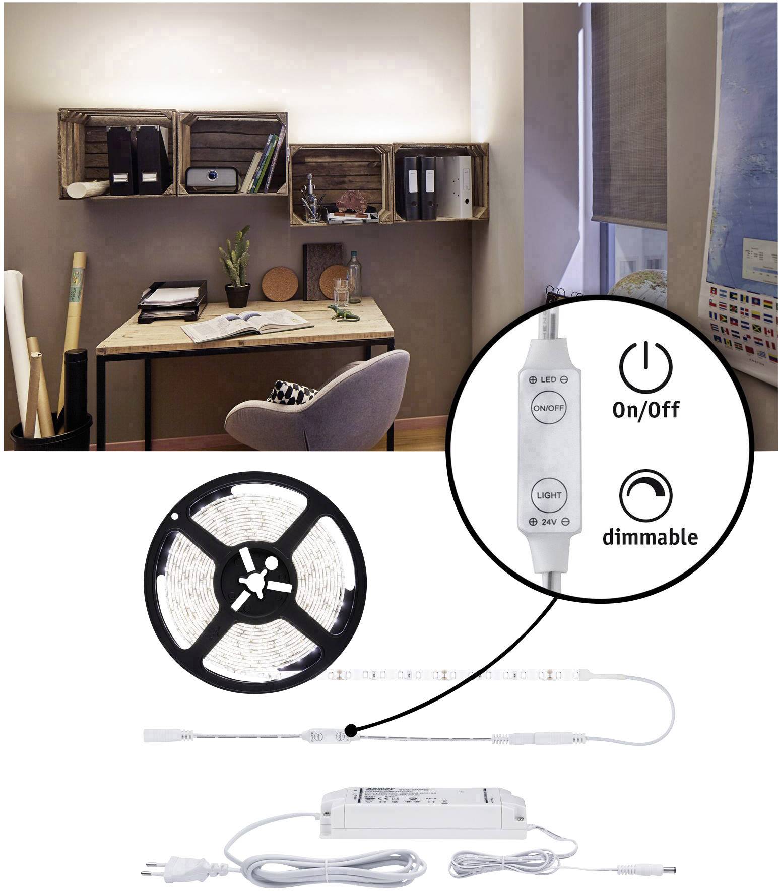 Paulmann SimpLED 78960 LED-Streifen-Komplettset mit Stecker 24V 5m Neutralweiß 1St.