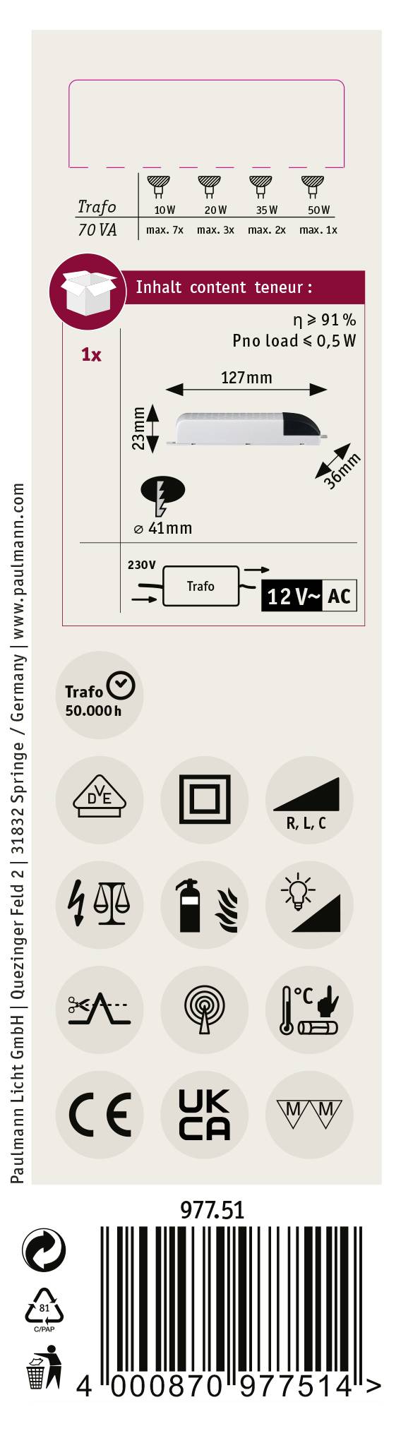 Paulmann 97751 Transformator