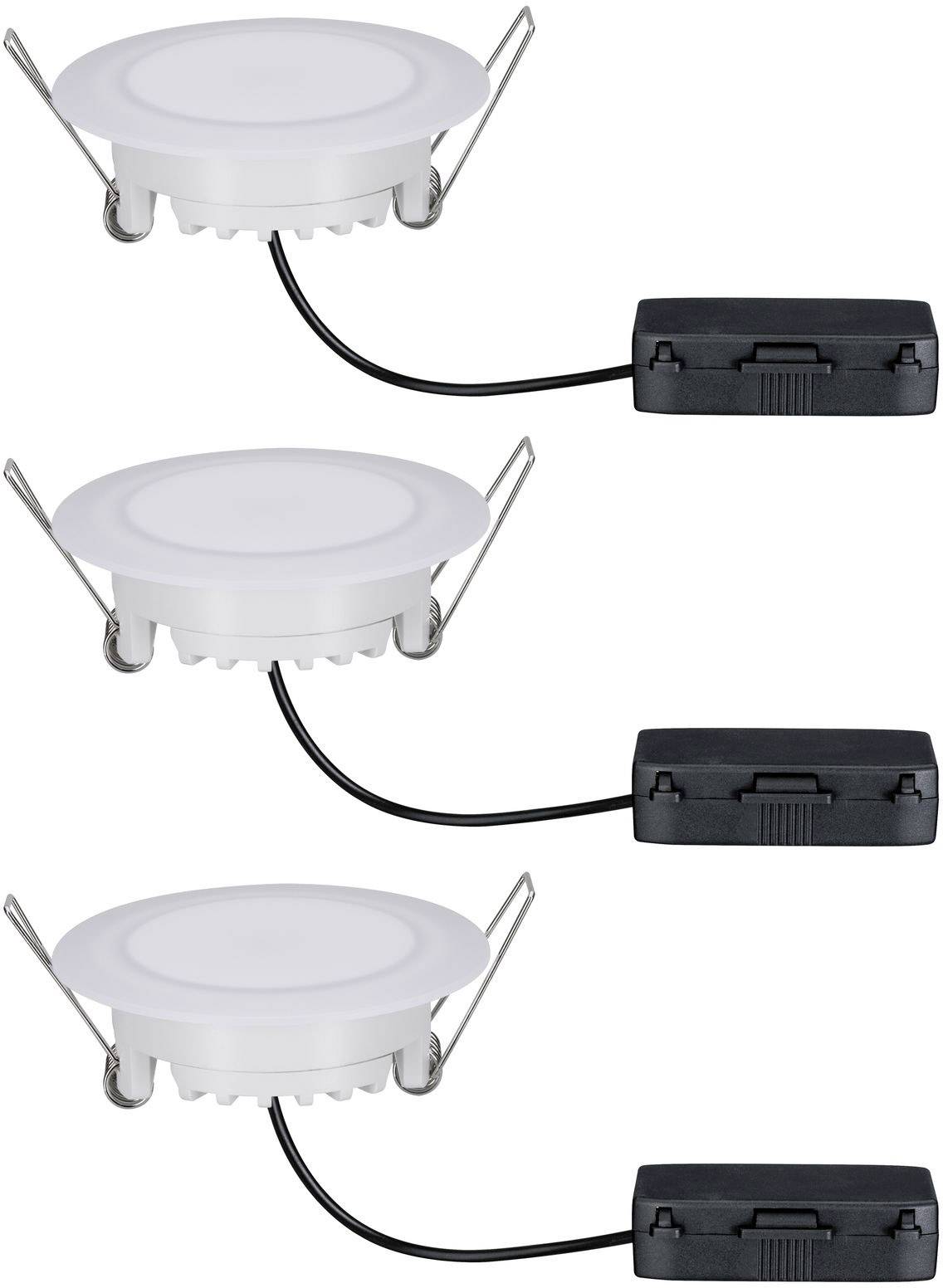Paulmann LED-Bad-Einbauleuchte 3er Set 19.5 W IP44 Satin, Weiß
