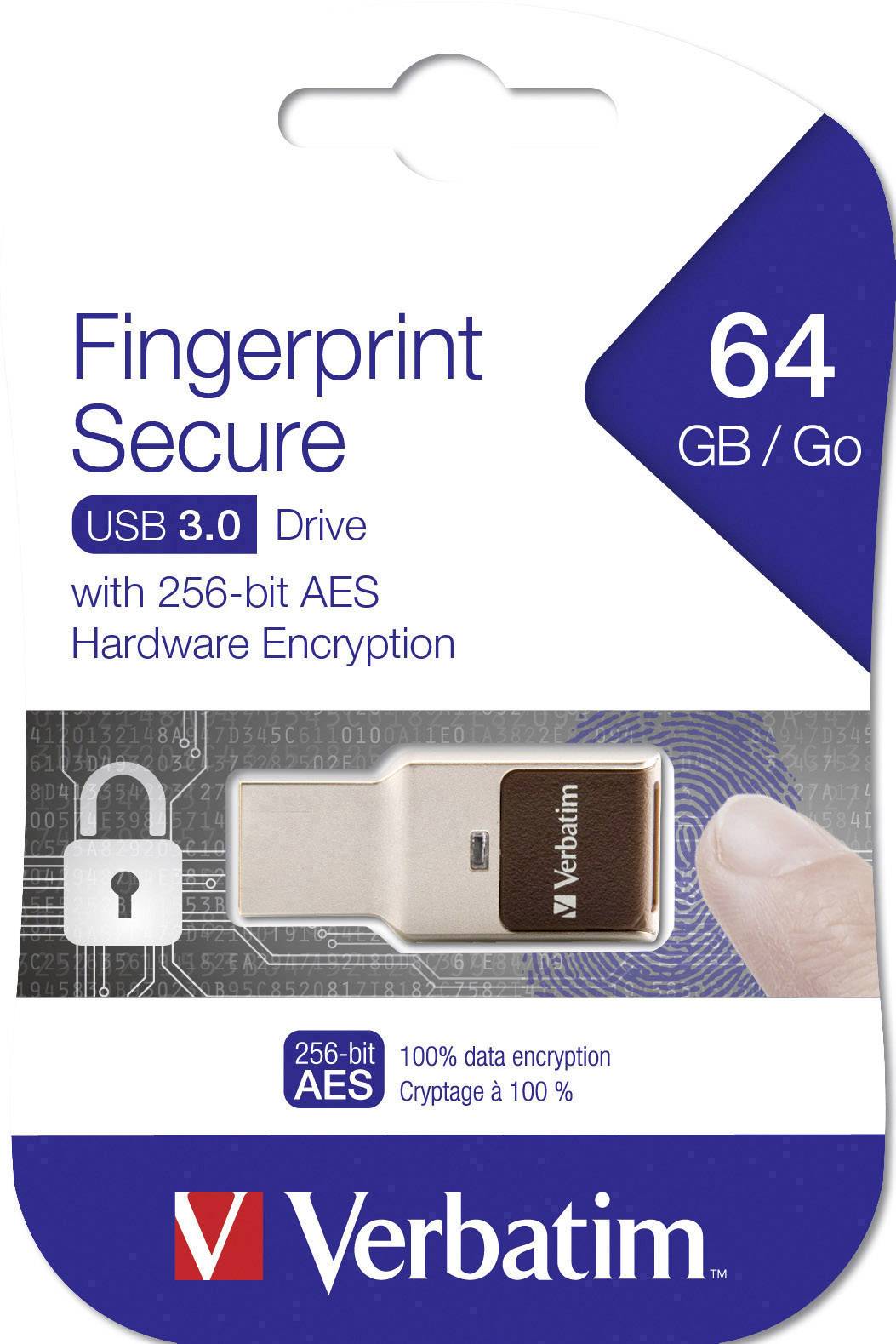 Verbatim Fingerprint Secure - AES Hardware Encryption USB-Stick 64 GB  49338 USB 3.2 Gen 1 (USB 3.0)