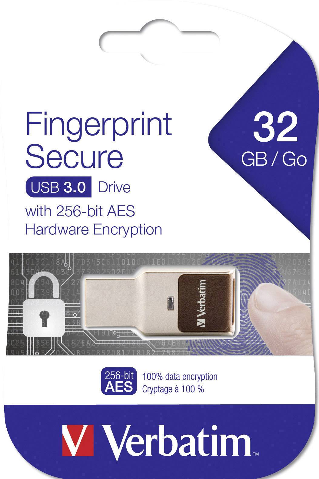 Verbatim Fingerprint Secure - AES Hardware Encryption USB-Stick 32 GB  49337 USB 3.2 Gen 1 (USB 3.0)