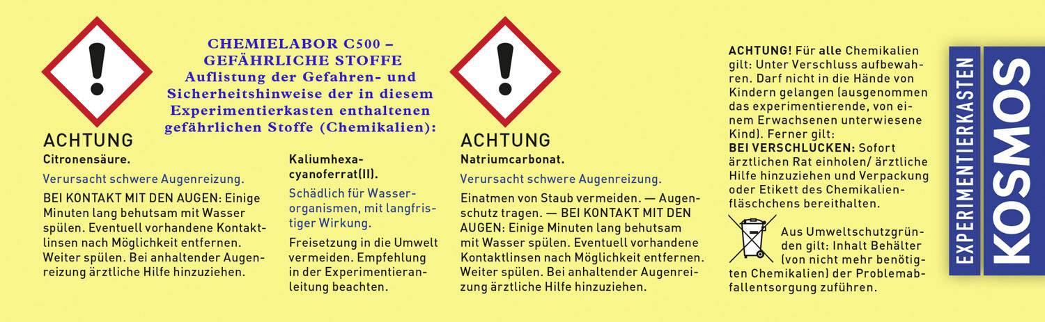 Kosmos 642136 Chemielabor C500 Chemie, Biologie, Physik Experimentierkasten ab 9 Jahre