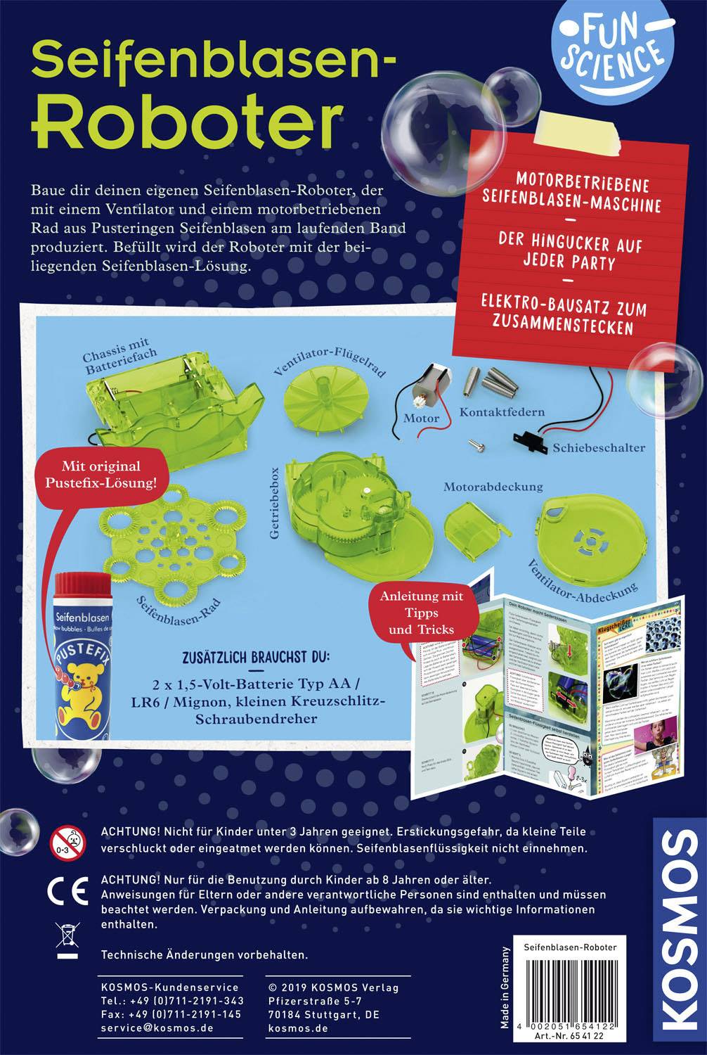 Kosmos 654122 FunScience Seifenblasen-Roboter Experimentier-Set ab 8 Jahre