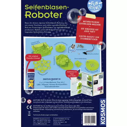 Kosmos 654122 FunScience Seifenblasen-Roboter Experimentier-Set ab 8 Jahre Kosmos 654122 FunScience Seifenblasen-Roboter Experimentier-Set ab 8 Jahre