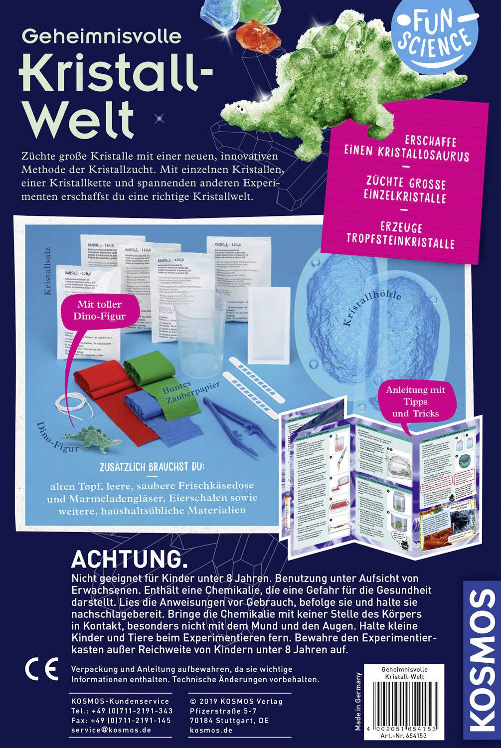 Kosmos 654153 FunScience Geheimnisvolle Kristallwelt Chemie Experimentierkasten ab 8 Jahre