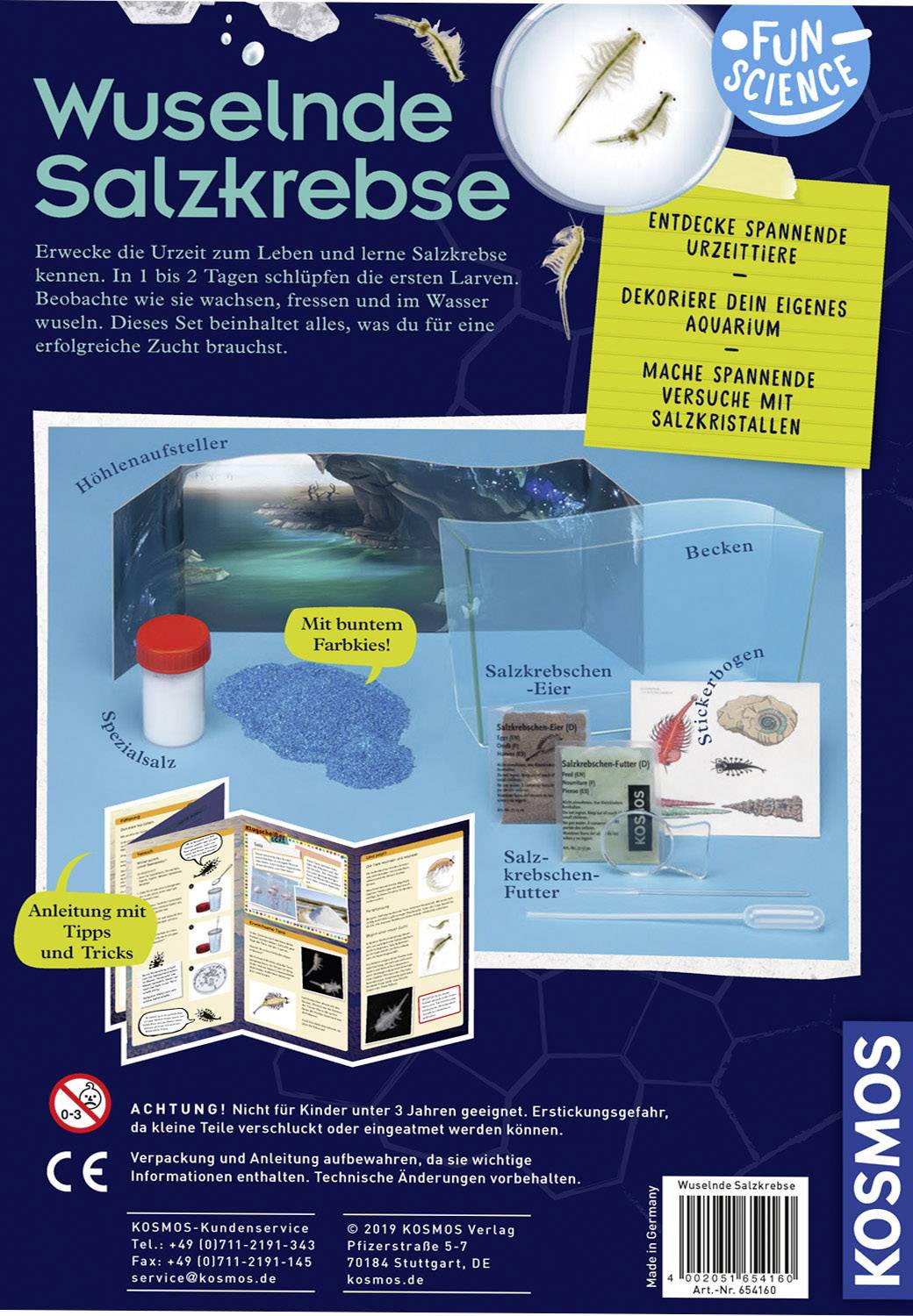 Kosmos 654160 FunScience Wuselnde Salzkrebse Biologie Experimentierkasten ab 8 Jahre