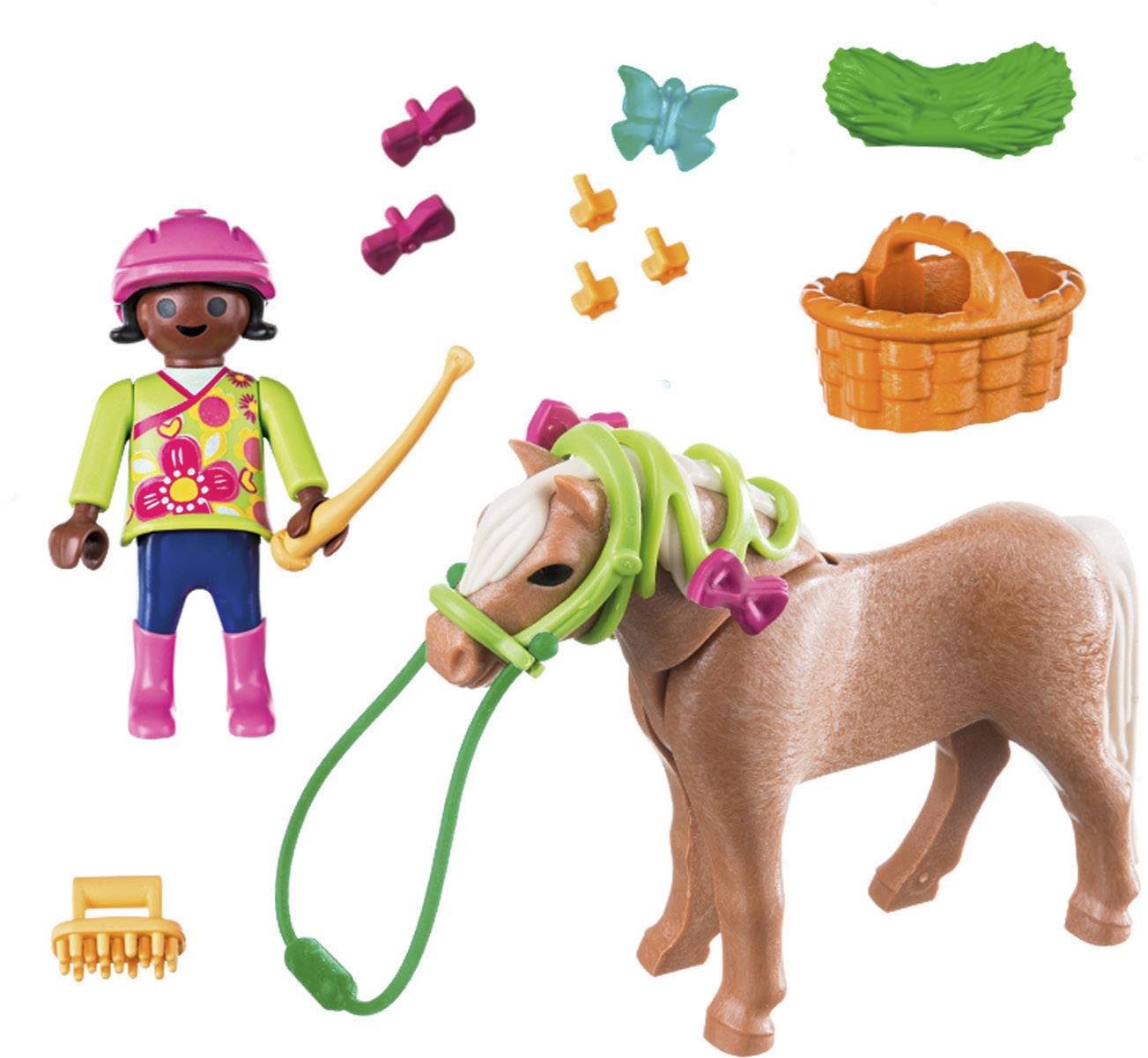 Mädchen mit Pony inkl. Schmucksteckern zum Dekorieren