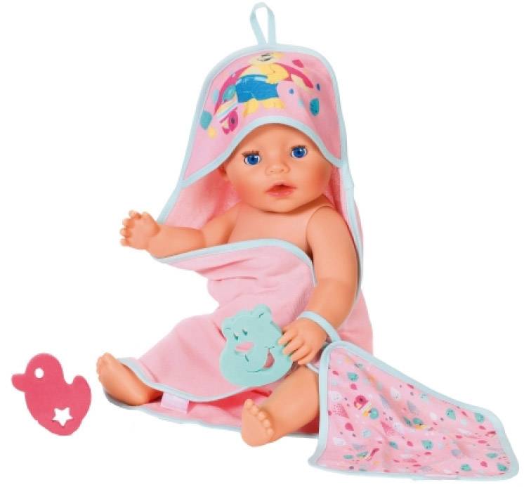 Zapf BABY born® Bath Handtuch mit Kapuze und Schwamm 827444