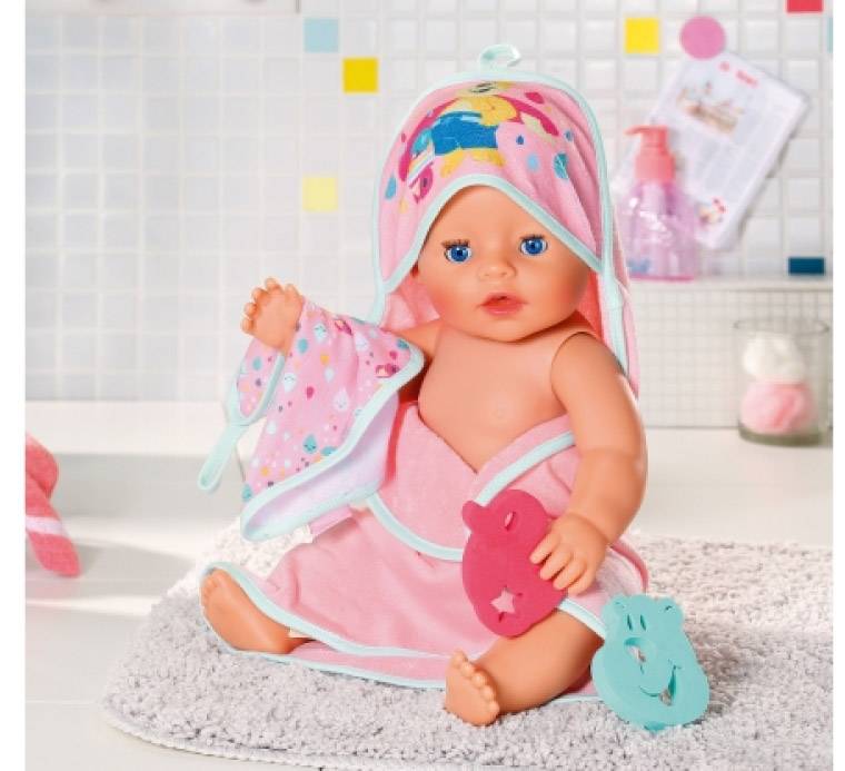 Zapf BABY born® Bath Handtuch mit Kapuze und Schwamm 827444