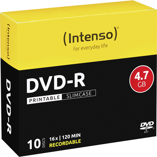 Intenso 4801652 DVD-R Rohling 4.7GB 10 St. Slimcase Bedruckbar