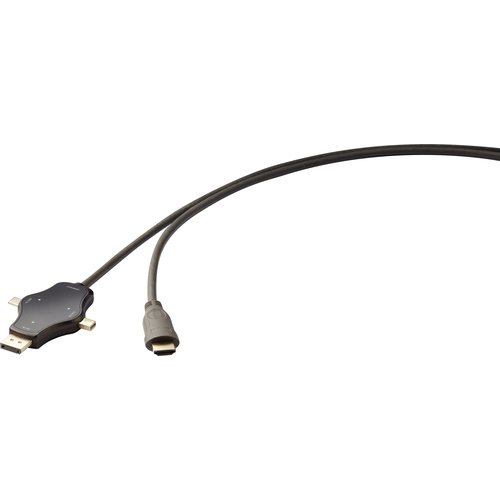Renkforce RF-3909364 Cable-Sharing Câble de liaison [3x DisplayPort mâle, Mini port Display mâle, USB 3.1 mâle type C - 1x HDM