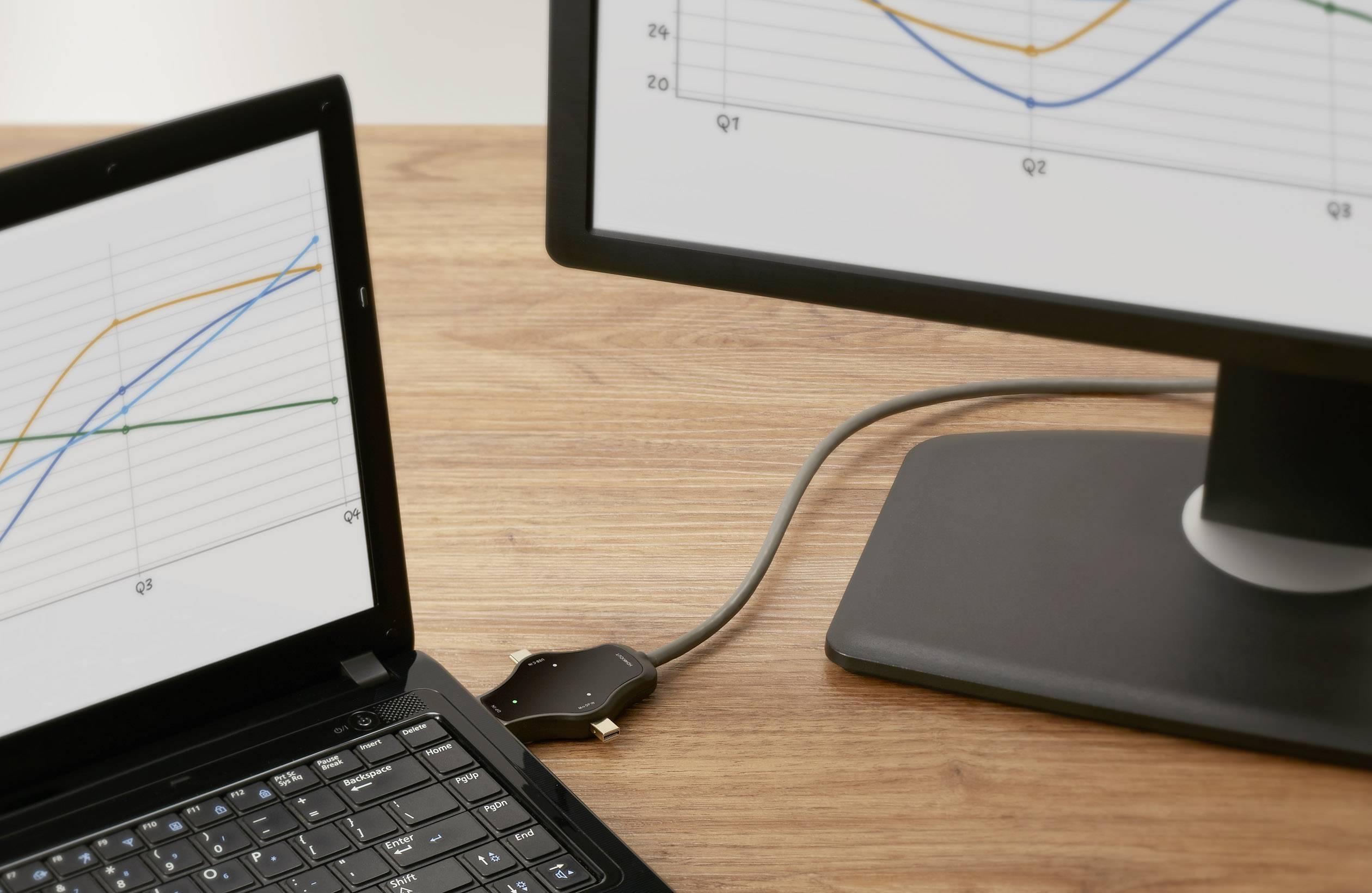 Renkforce RF-3909364 Cable-Sharing Verbindungskabel [3x DisplayPort Stecker, Mini-DisplayPort Stecker, USB 3.2 Gen 2 Stecker C (USB 3.1) - 1x