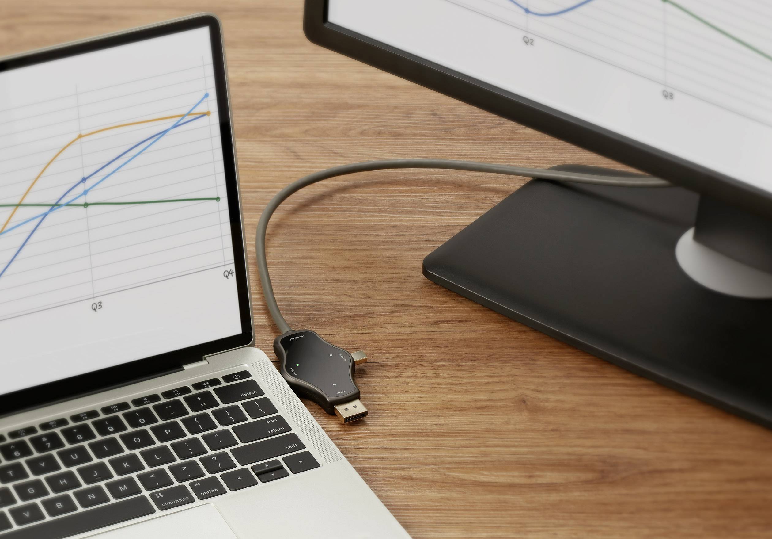 Renkforce RF-3909364 Cable-Sharing Verbindungskabel [3x DisplayPort Stecker, Mini-DisplayPort Stecker, USB 3.2 Gen 2 Stecker C (USB 3.1) - 1x