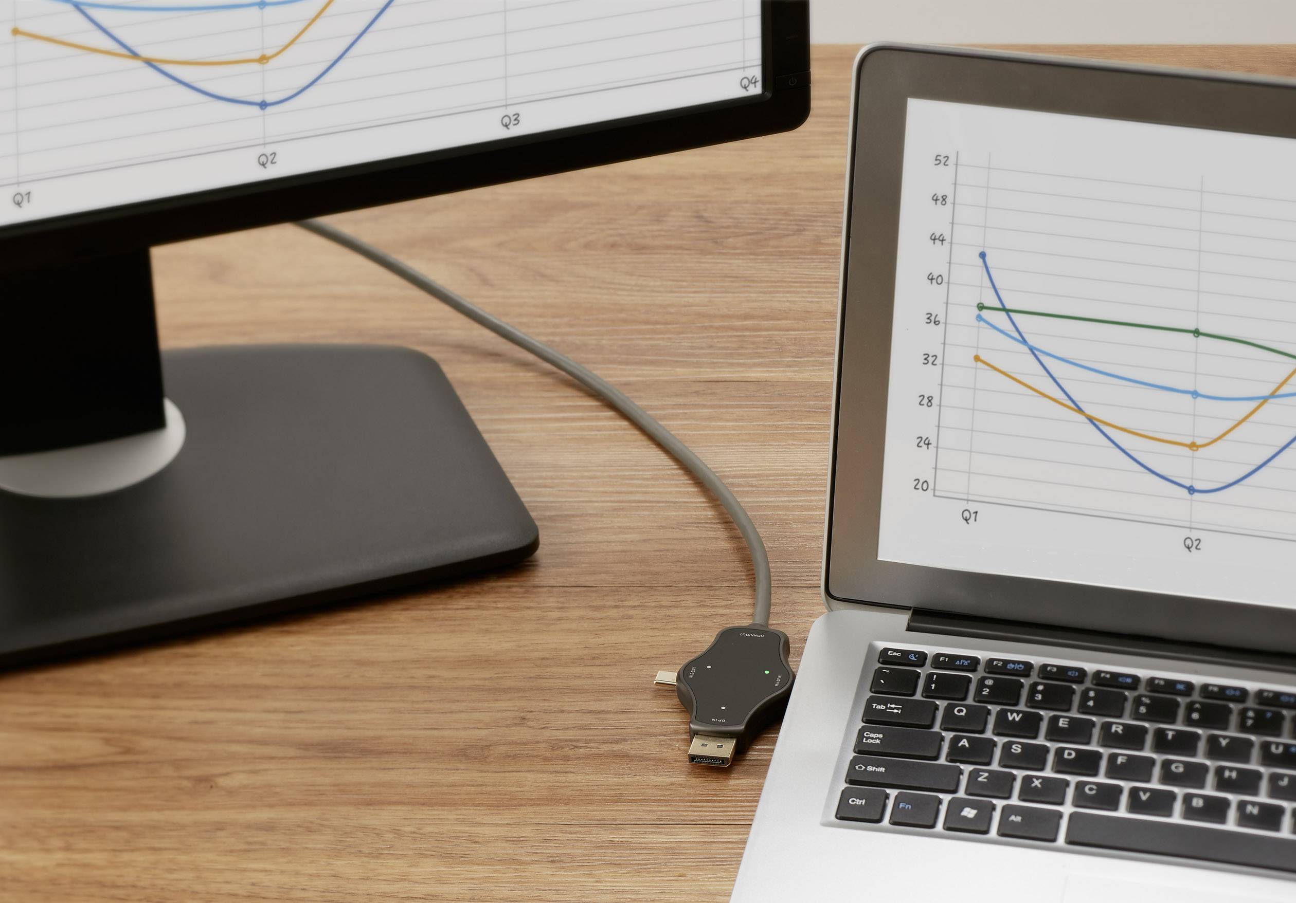 Renkforce RF-3909364 Cable-Sharing Verbindungskabel [3x DisplayPort Stecker, Mini-DisplayPort Stecker, USB 3.2 Gen 2 Stecker C (USB 3.1) - 1x