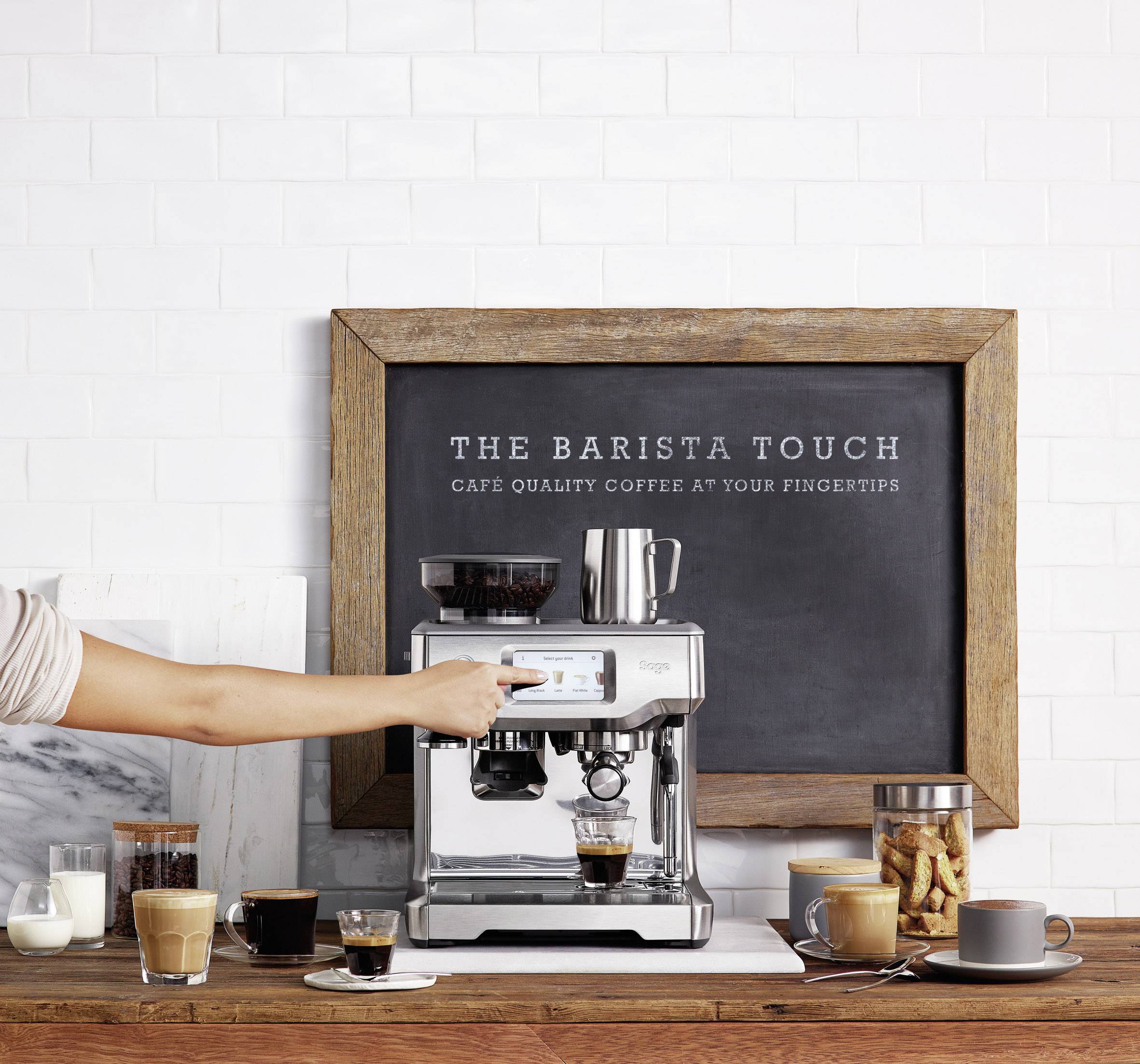 Sage The Barista Touch Espressomaschine mit Siebträger Schwarz 2400 W mit Mahlwerk, mit Milchaufschäumdüse, Display