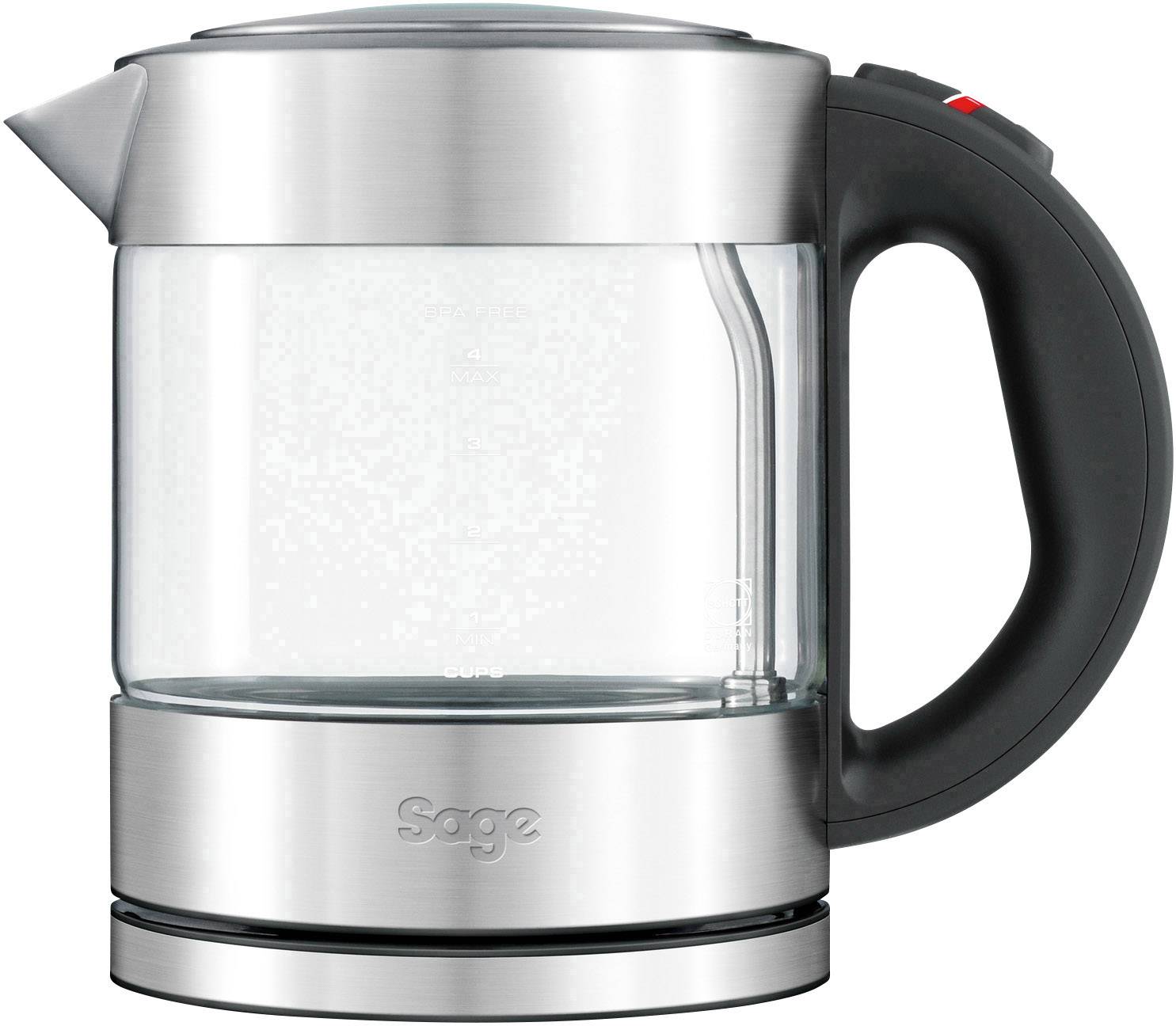 Sage The Compact Kettle Pure Wasserkocher Glas, Edelstahl Fassungsvermögen: 1 l