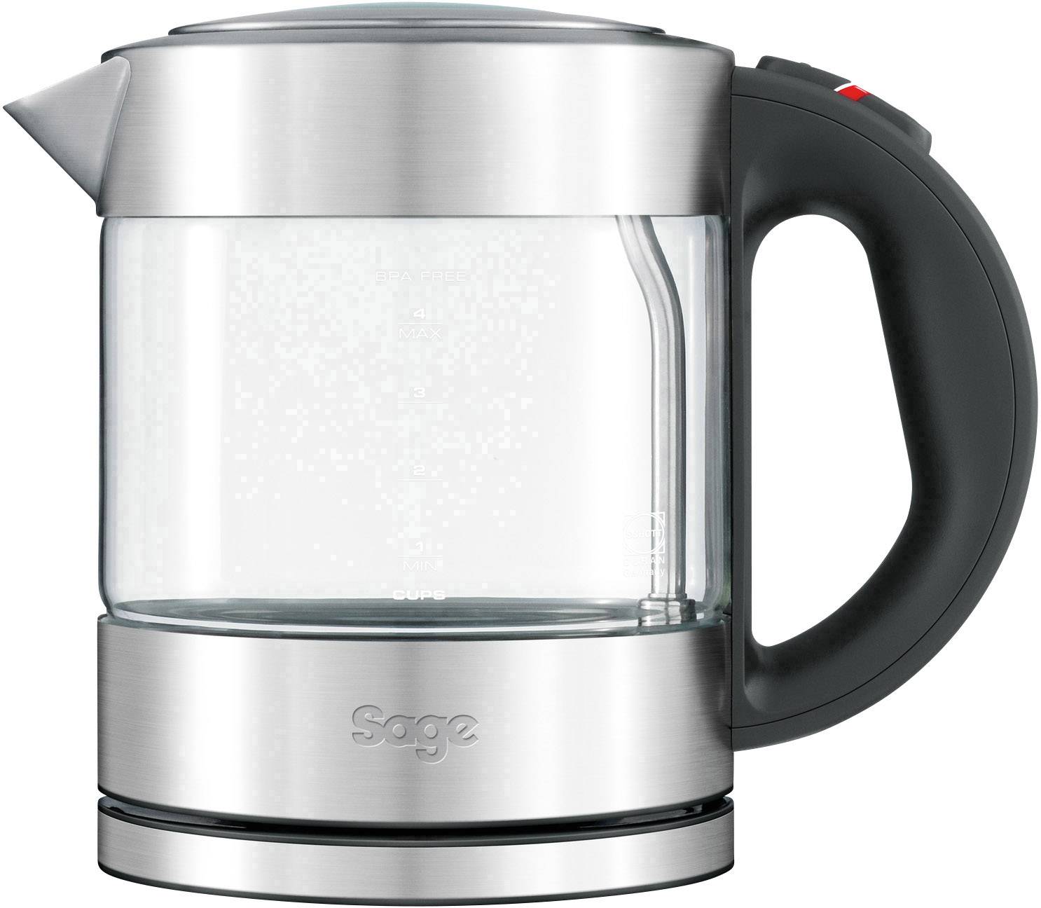 Sage The Compact Kettle Pure Wasserkocher schnurlos Glas, Edelstahl