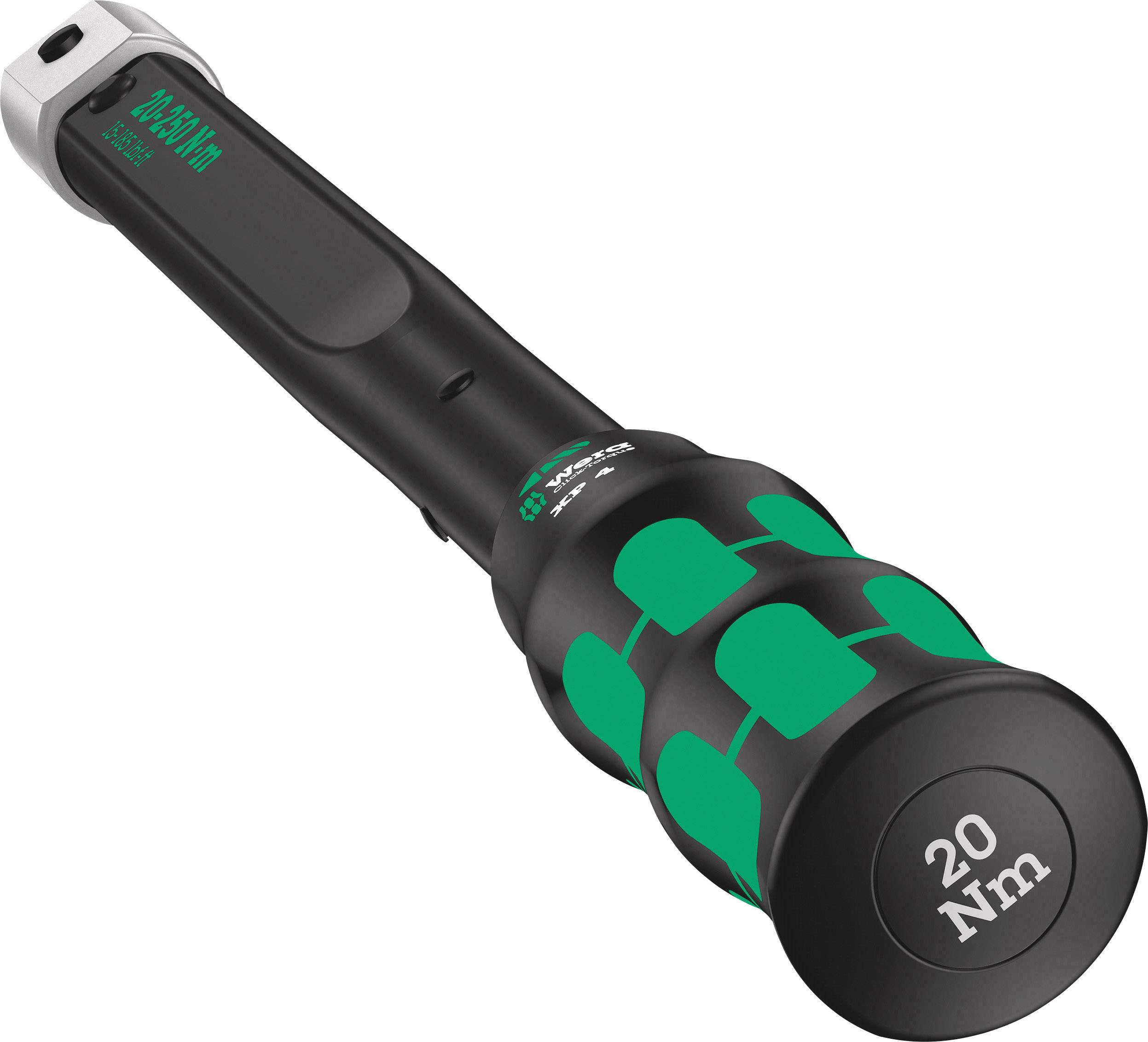 Drehmomentschlüssel mit grün-schwarzem Griff, Anzeige zeigt '20 Nm'.