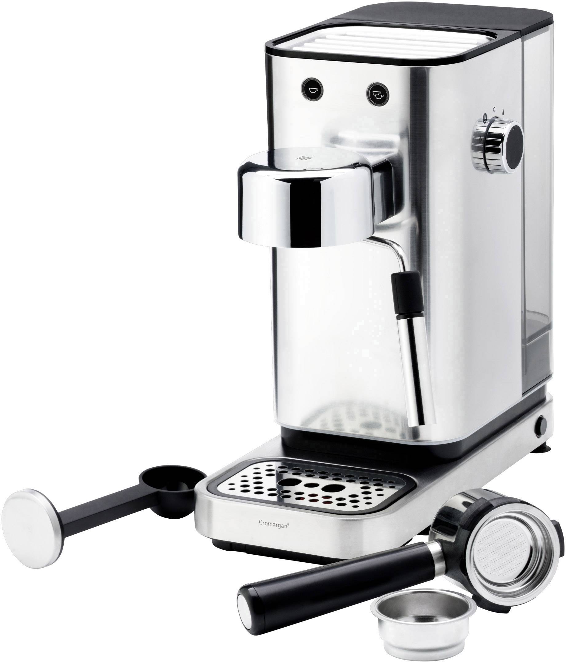 WMF 0412360011 Espressomaschine mit Siebträger Cromargan 1400W Höhenverstellbarer Kaffeeauslauf, mit Milchaufschäumdüse