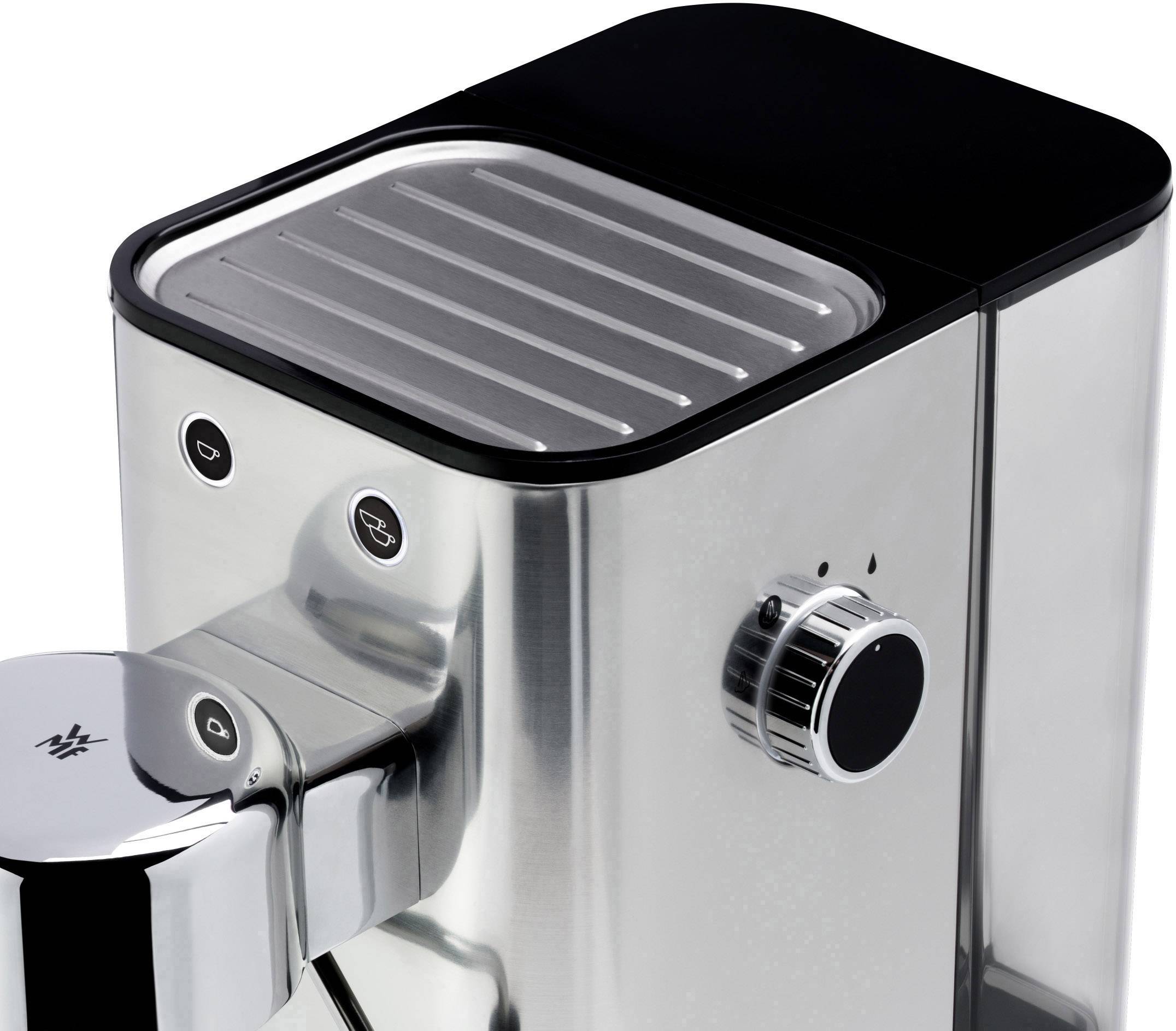 WMF 0412360011 Espressomaschine mit Siebträger Cromargan 1400W Höhenverstellbarer Kaffeeauslauf, mit Milchaufschäumdüse