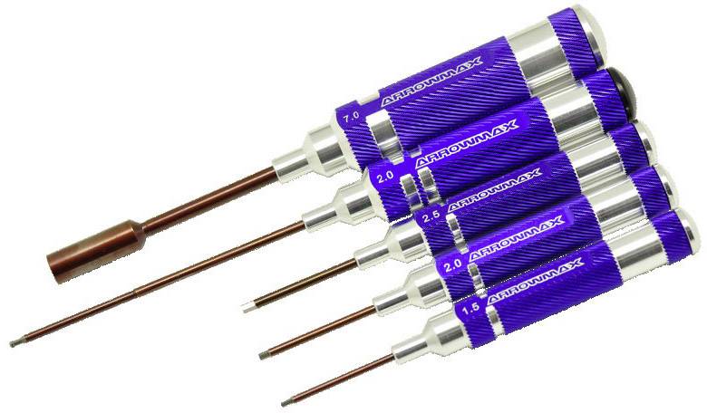 Mehrere Schraubendreher mit blauen Griffen, gekennzeichnet mit verschiedenen Größen, angeordnet in einem Bündel.