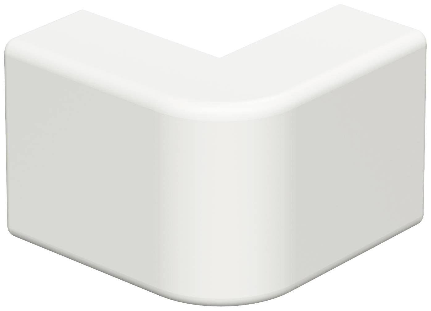Ein weißes, L-förmiges Objekt mit glatten Kanten, vermutlich aus Kunststoff oder Keramik, möglicherweise für Bau- oder Dekorationszwecke.