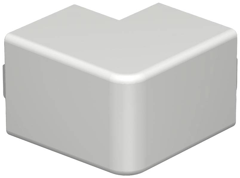 Ein weißes, L-förmiges Eckstück aus Kunststoff.