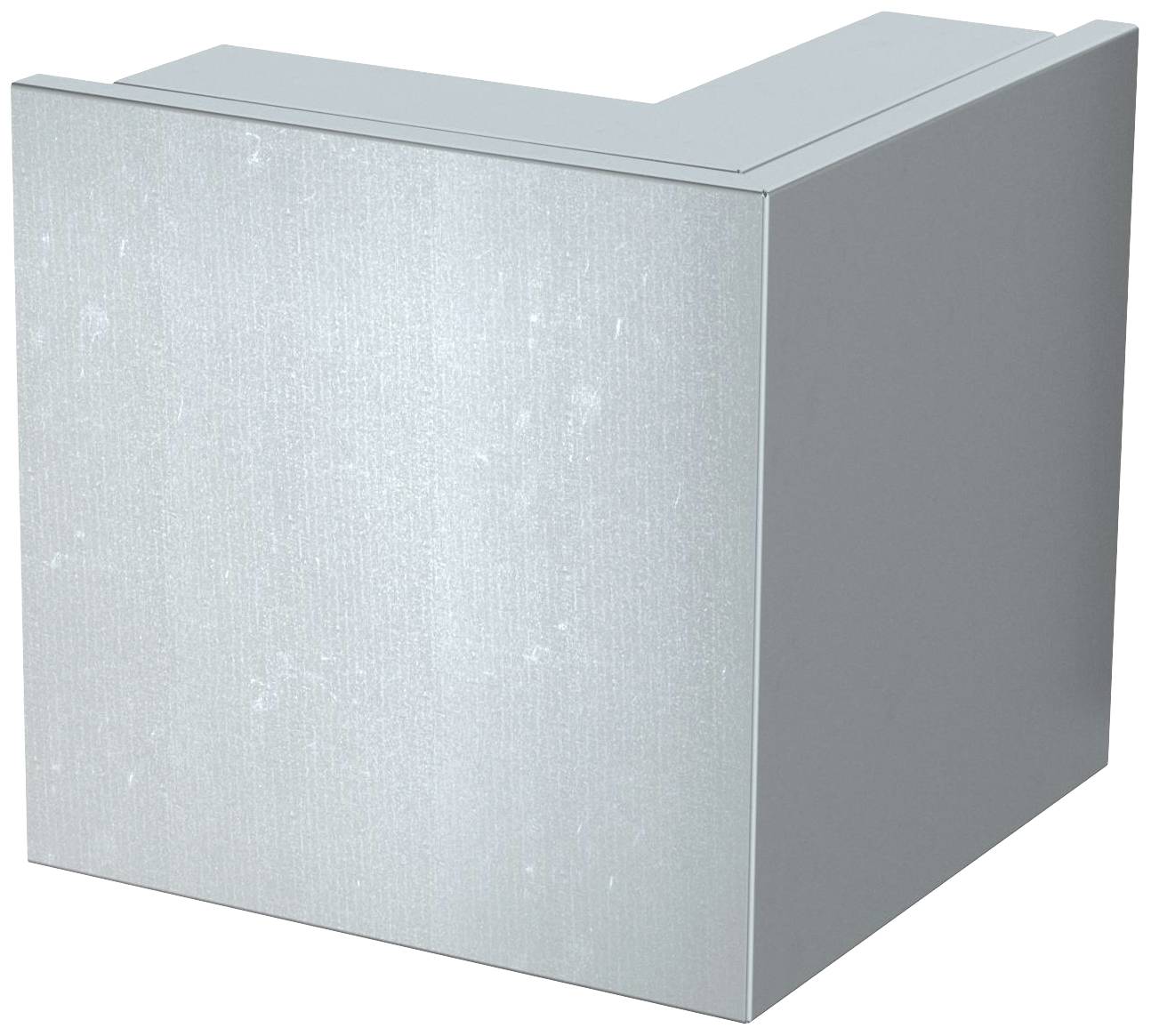 Ein silberner Metallwürfel mit einer glatten Oberfläche.