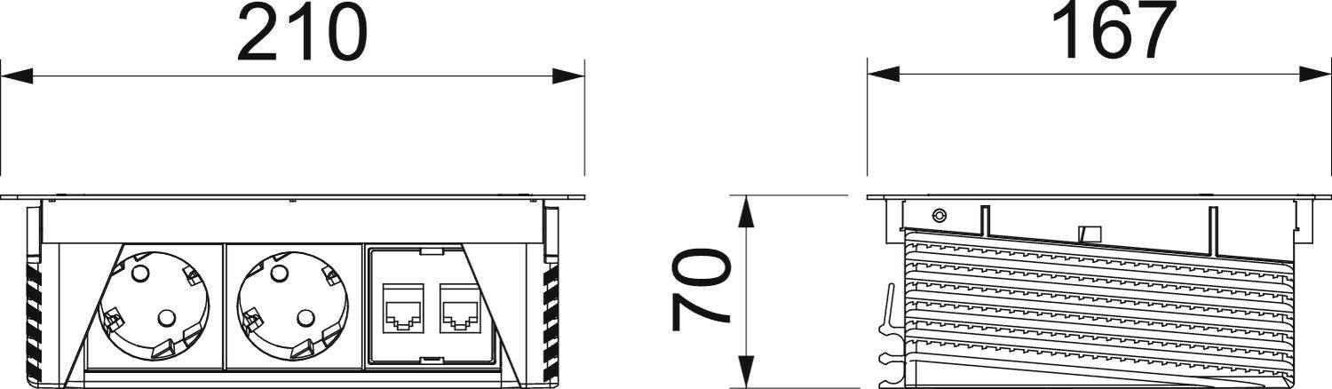 OBO Bettermann 6116802 Tischsteckdose Schwarz, Stahl Schutzkontakt