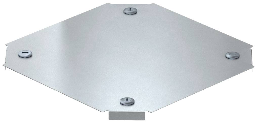 Metallische, sechseckige Abdeckplatte mit vier Schrauben an den Ecken.