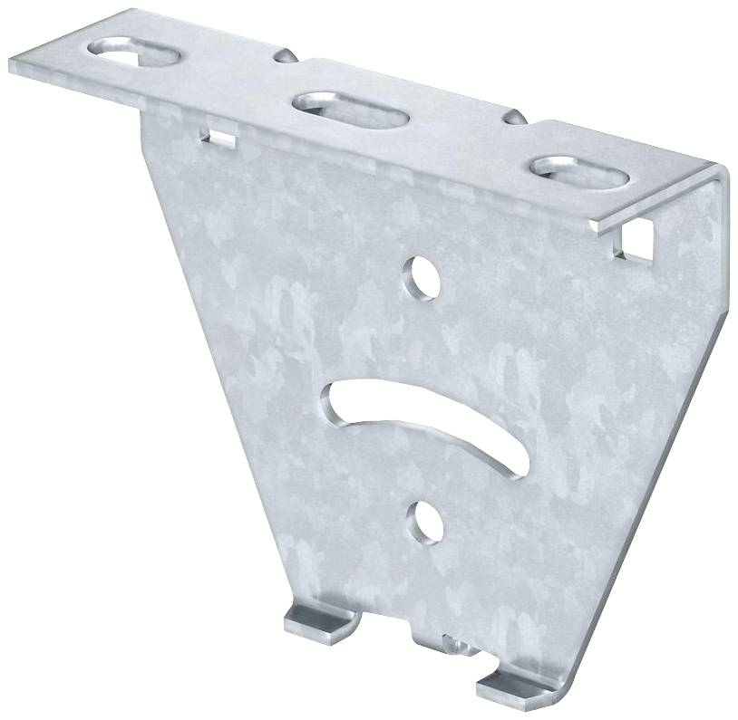 Metallwinkel zur Befestigung, mit mehreren Löchern für Schrauben. Geeignet für Anwendungen in Bau und Konstruktion.