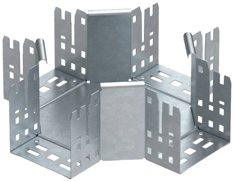 Sechseckige Metallhalterung mit mehreren senkrechten Lamellen, die herausragen und an den Ecken nach innen gebogen sind.