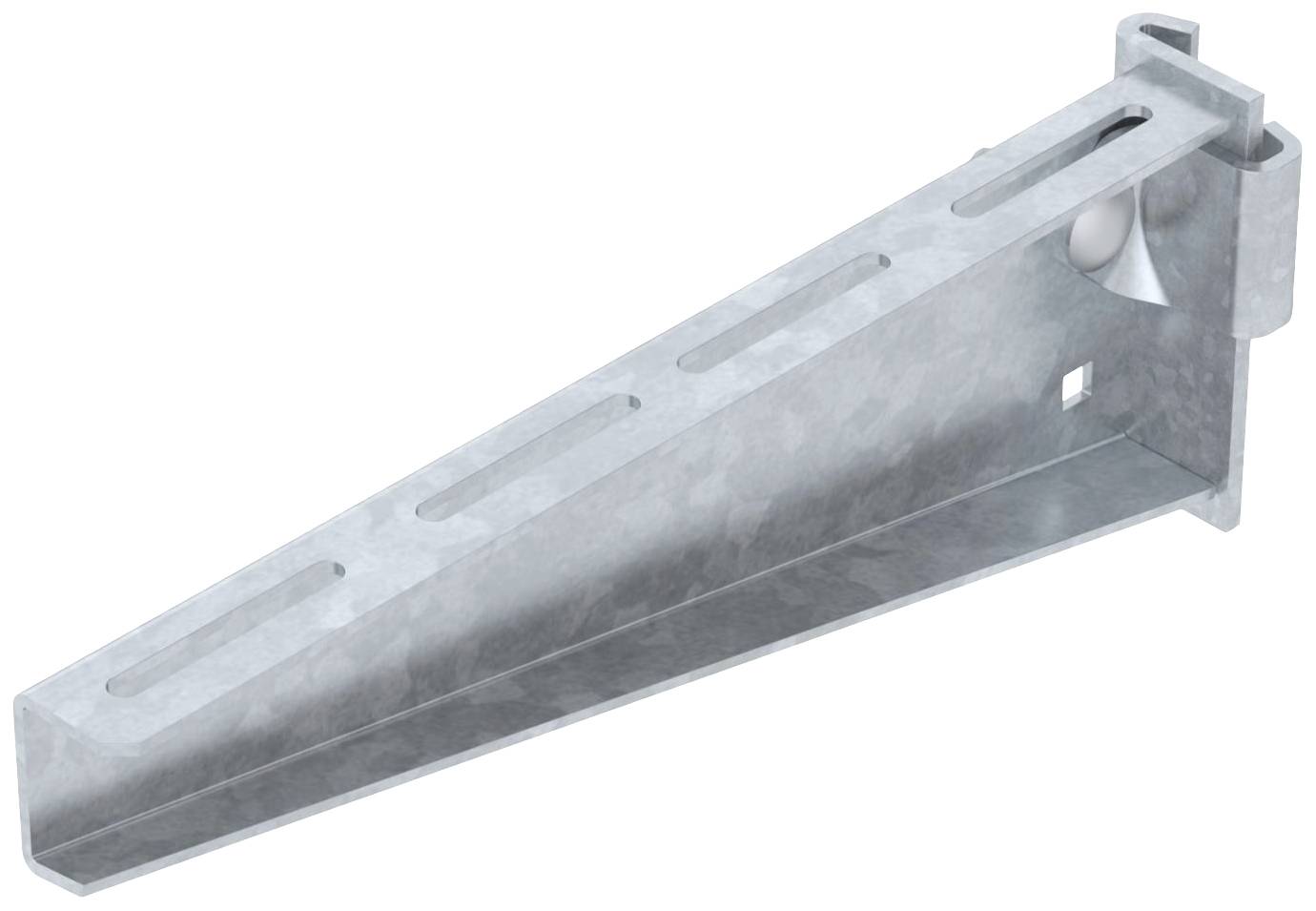 Metallwinkelhalterung aus Stahl, mit mehreren schrägen Schlitzen zur flexiblen Befestigung, zeigt langlebige Konstruktionsmerkmale.