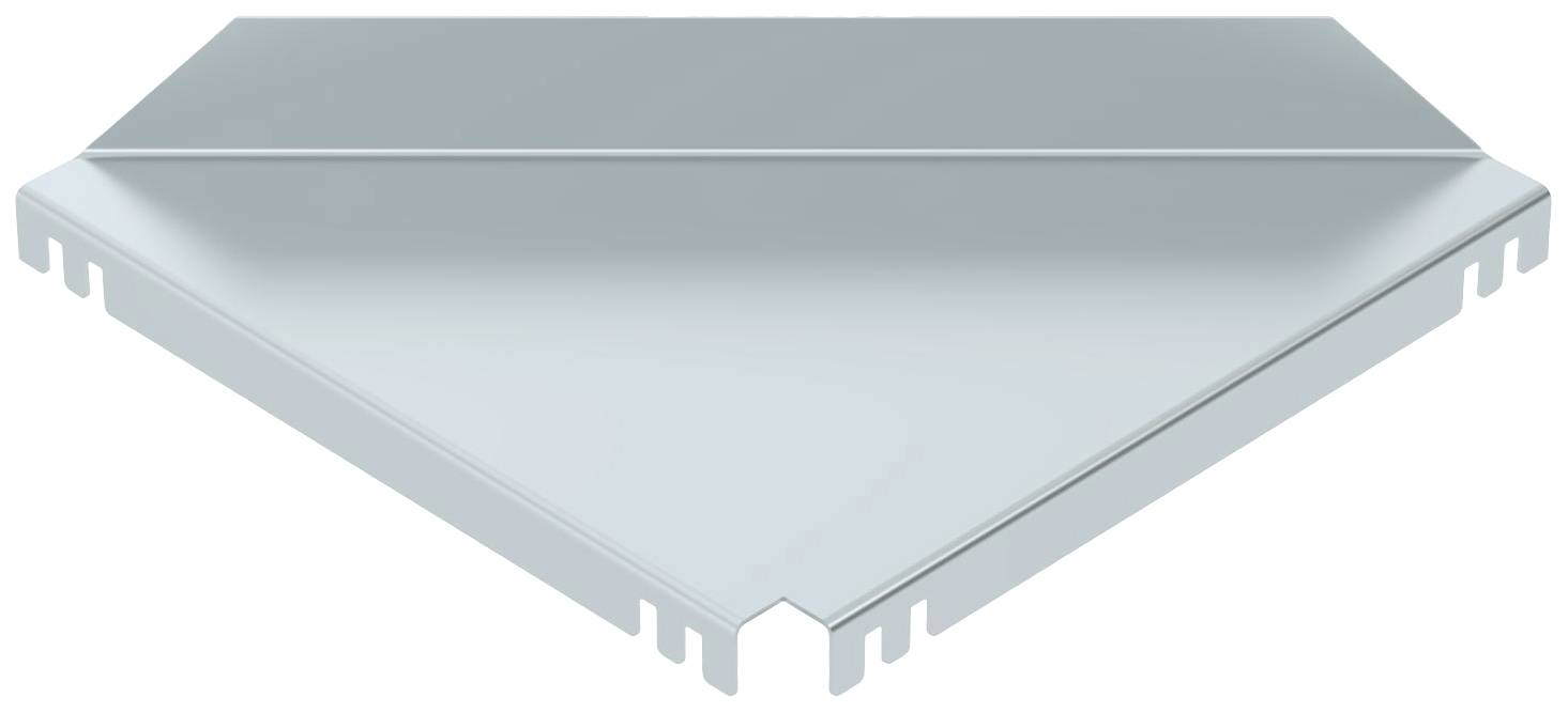 Dreieckige Metallplatte mit abgerundeten Kanten und kleinen Schlitzen an den Seiten, möglicherweise Teil eines technischen oder industriellen Systems.