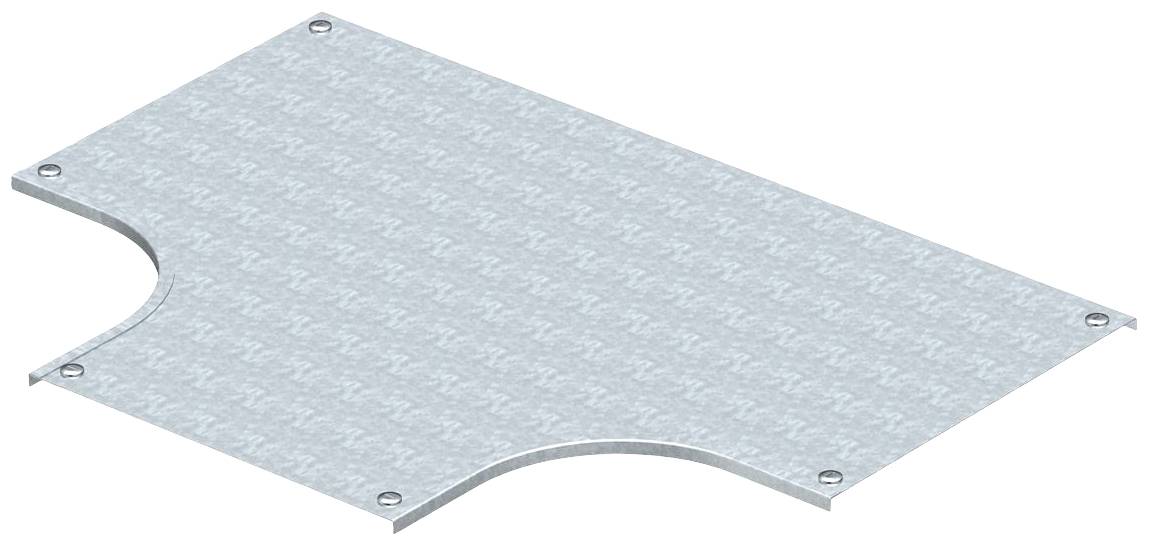 Metallplatte mit grauer, checkered Oberfläche und vier Schraublöchern an den Ecken, zeigt präzise Aussparungen an zwei Seitenrändern.