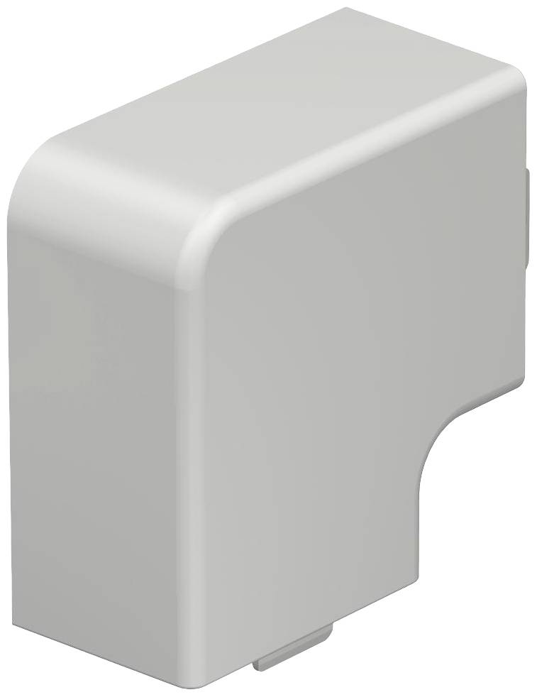 Graues Gehäuse oder Abdeckung mit rechteckiger Form und abgerundeter Kante, vermutlich für ein technisches Gerät oder eine Verbindung.