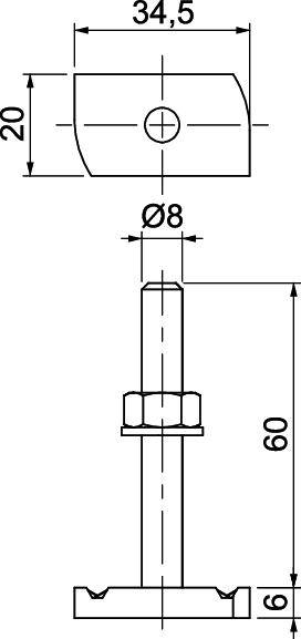 OBO Bettermann MS41HB M8x60 A4 1148414 Hammerkopfschraube 35mm Stahl nicht rostend 25St.