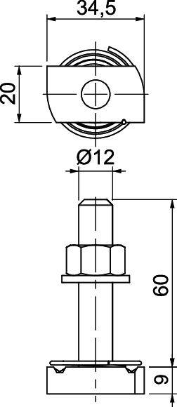 OBO Bettermann MS41HBF M12x60A4 1148496 Hammerkopfschraube 35mm Stahl nicht rostend 25St.