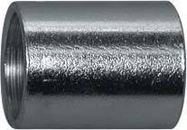 Zylinderförmiges Metallrohr, glänzende Oberfläche, mit Innengewinde auf einer Seite.