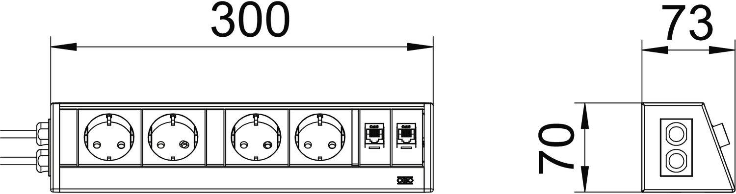 OBO Bettermann 6116918 Tischsteckdose Aluminium, Silber Schutzkontakt
