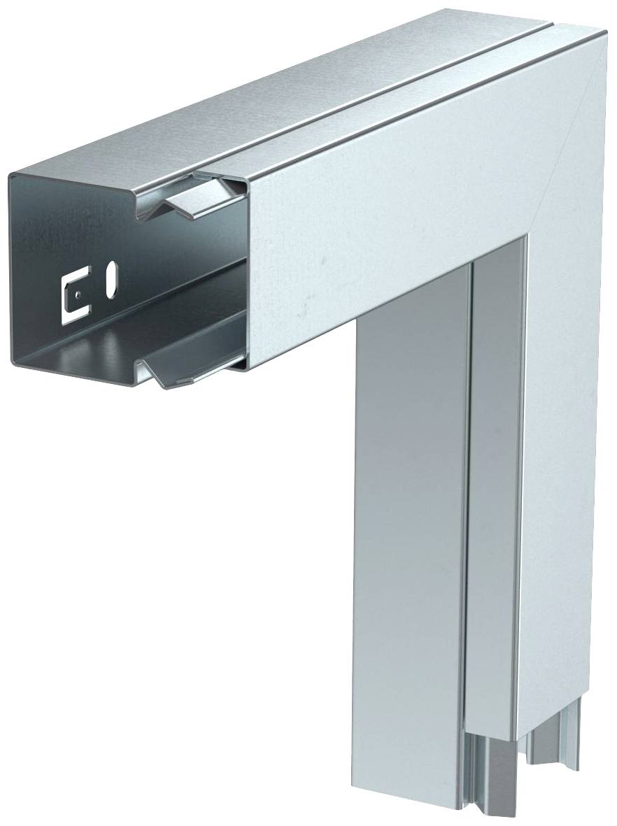 Metallische Kabelkanal-Befestigungslösung in L-Form, für industrielle Anwendungen, zur Führung und Ordnung von Kabeln.