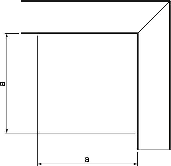 Technische Zeichnung eines L-förmigen Winkels mit zwei gleichen Seitenlängen, beschriftet mit 'a'.
