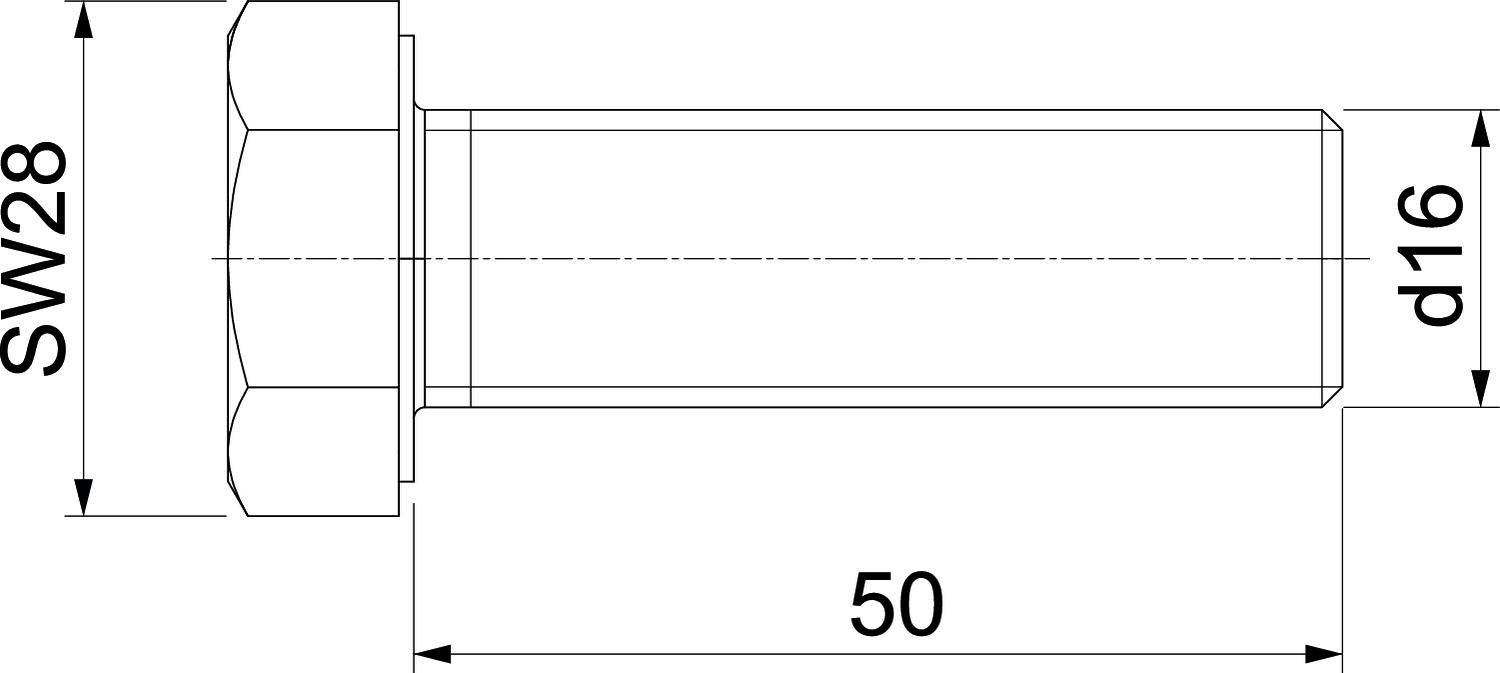 OBO Bettermann DIN 933 M16x50VA 3156044 Sechskantschraube 16mm 50mm Stahl nicht rostend 50St.