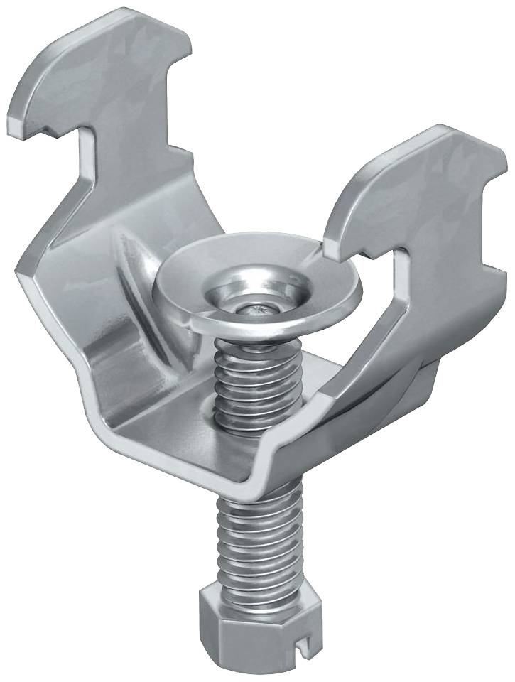Metallschraubenklemme mit zwei seitlichen Greifarmen und einer zentralen Rändelschraube. Geeignet für Befestigungen und Halterungen.