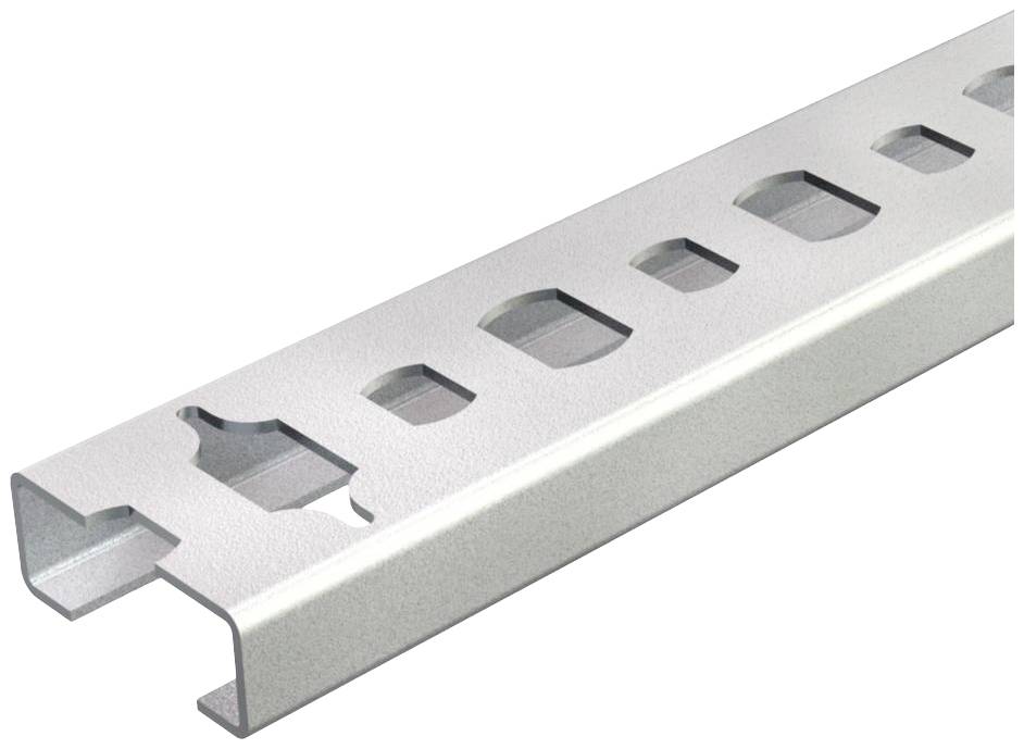 Metallschiene mit gleichmäßigen Löchern zur Befestigung von Konstruktionen und Unterstützung von Aufbauten, meist in Bauprojekten verwendet.