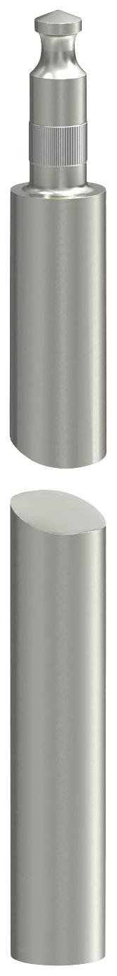 Metallischer Flakon mit abnehmbarer Kappe, zylindrische Form, geeignet für Parfüm oder kosmetische Produkte.
