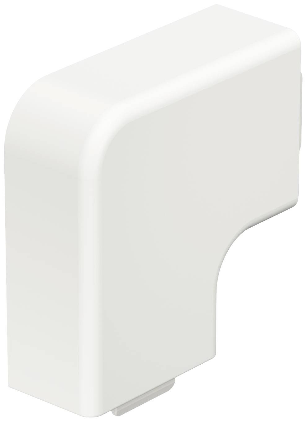 Weiße, rechteckige Kunststoffabdeckung mit abgerundeten Ecken; sie könnte zur Abdeckung von Elektronikteilen verwendet werden.