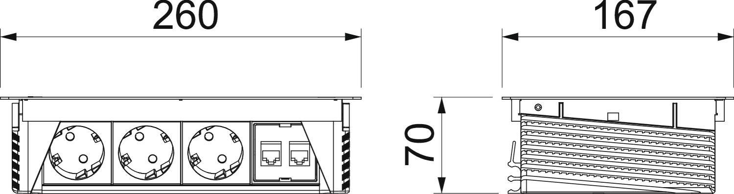 OBO Bettermann 6116806 Tischsteckdose Schwarz, Silber Schutzkontakt